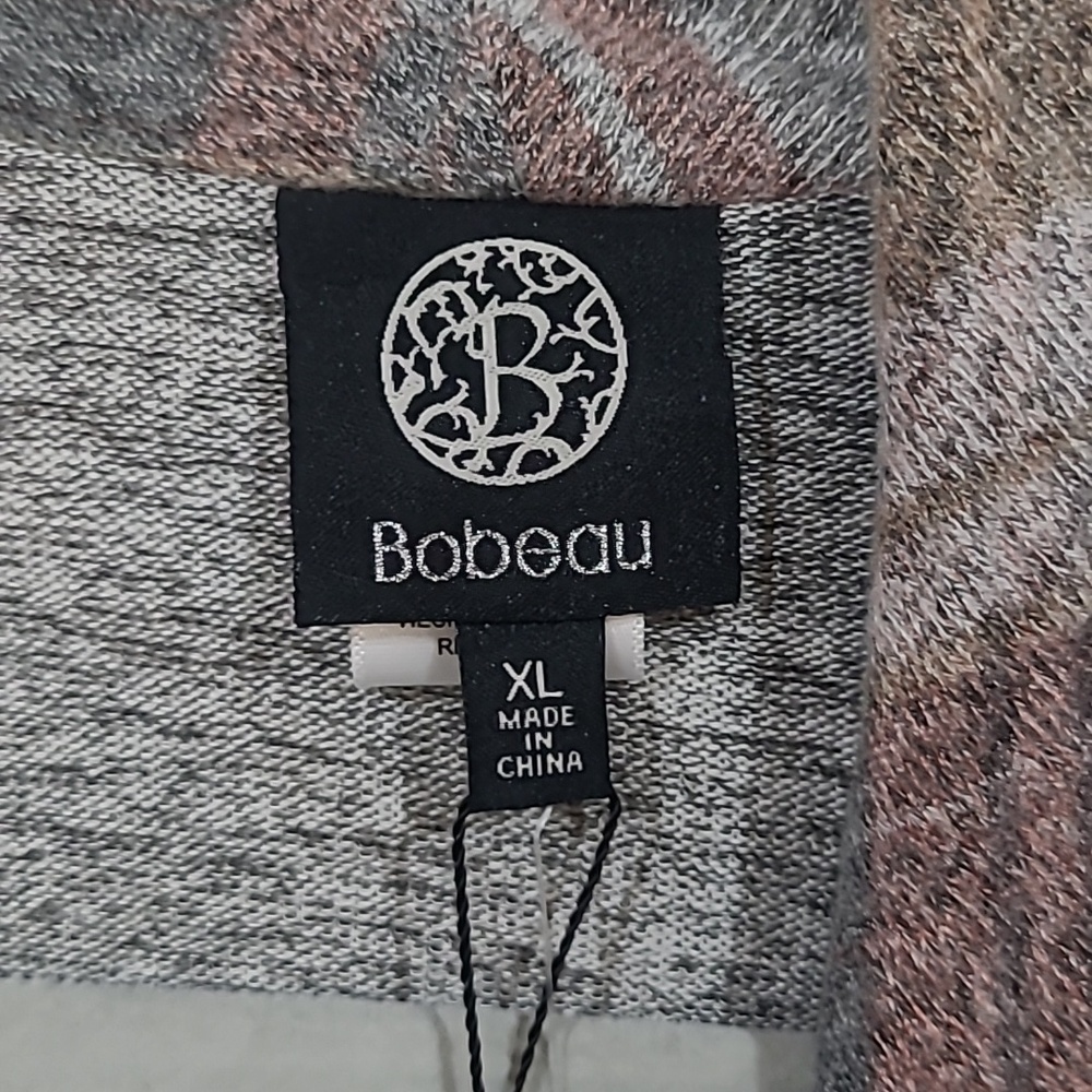 Bobeau Womens Gray Pink Plaid Pointed Hem Cardigan Jacket Size XL New With Tags - Picture 2 of 6